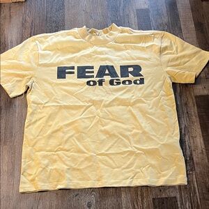 Fear of God Pale Yellow Logo Tee